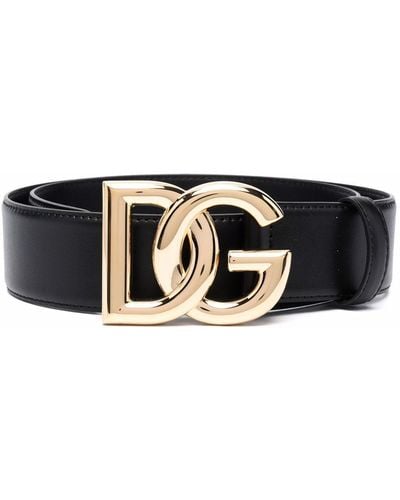 Dolce & Gabbana ロゴプレート レザーベルト - ブラック