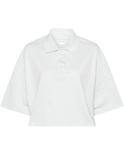 Bottega Veneta Piqué-weave Cropped Polo Shirt - Wit