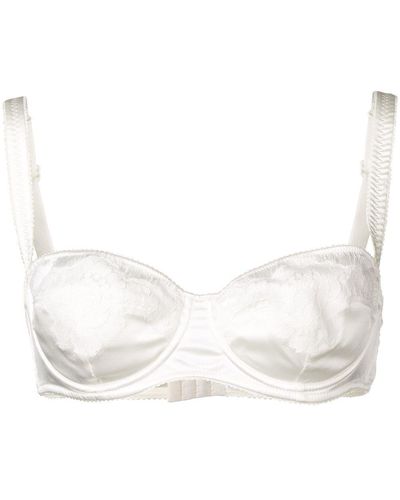 Dolce & Gabbana Lace-detail Satin Balconette Bra - White