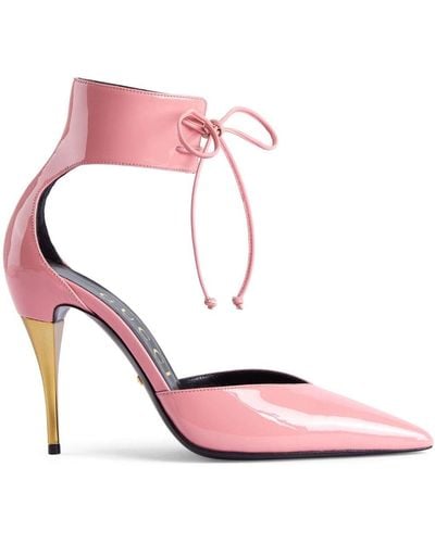 Gucci Ankle-cuff Leather Court Shoes - Pink