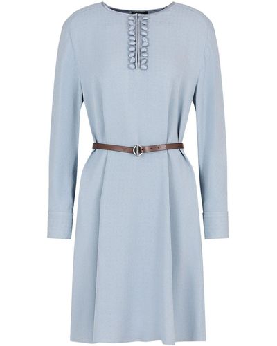 Emporio Armani Crepe Belted Dress - Blue