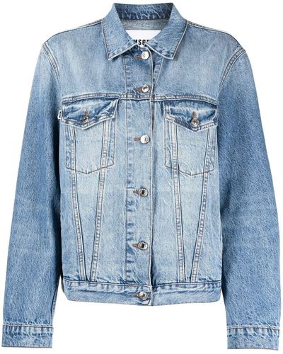 MSGM Jeansjacke mit Logo-Patch - Blau