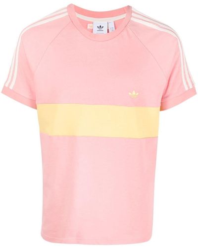 adidas ストライプ Tシャツ - ピンク