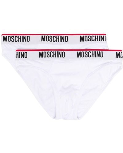 Moschino Boxer à taille à logo - Blanc