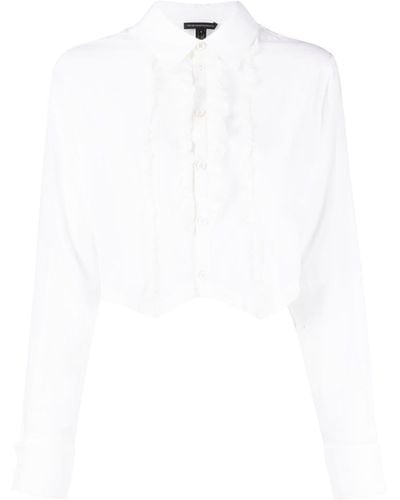 Kiki de Montparnasse Ruffled Tuxedo Shirt - White