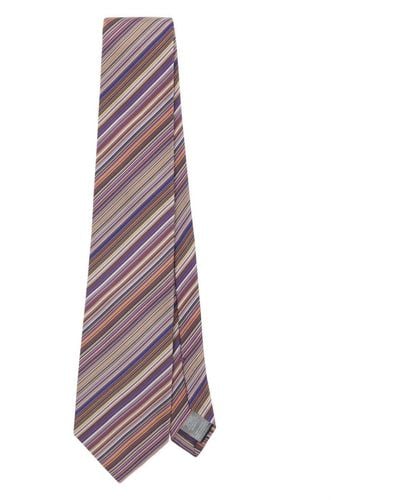 Paul Smith Corbata a rayas en jacquard - Morado