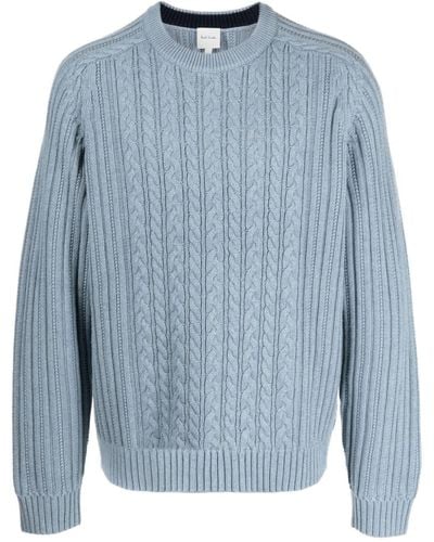 Paul Smith Cable-knit Cashmere-blend Sweater - Blue