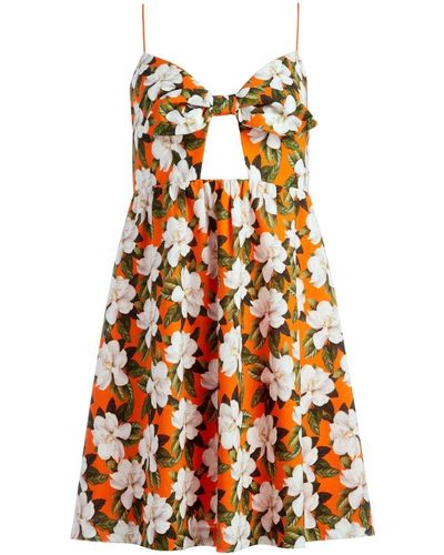 Alice + Olivia Melvina Floral-print Babydoll Dress - Orange