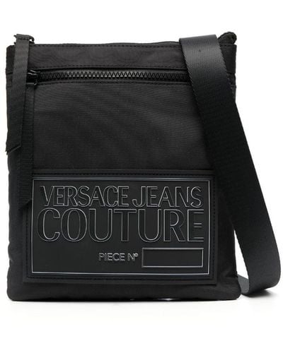 Versace Bolso de hombro con parche del logo - Negro