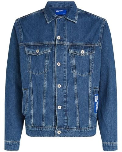 Karl Lagerfeld Jeansjacke mit Logo-Patch - Blau