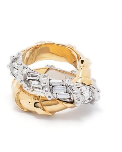 Lanvin Crystal-embellished Two-tone Ring - White