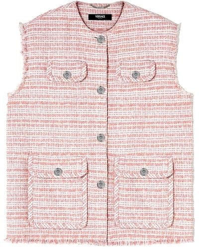Versace Oversized Tweed Vest - Pink