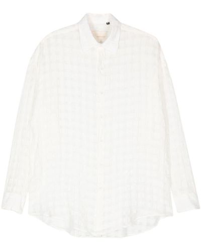 Costumein Check-pattern Semi-sheer Shirt - White
