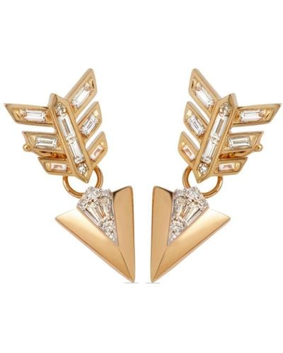 Annoushka 18kt Yellow Gold Deco Diamond Feather Arrow Earrings - Metallic