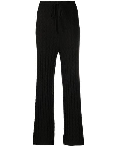Totême Cable-knit Straight-leg Pants - Black