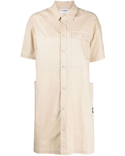 Chocoolate Short-sleeve Shirt Dress - Natural