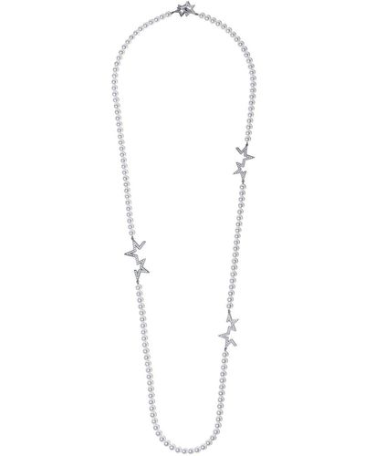 Tasaki 18kt White Gold Abstract Star Diamond And Pearl Necklace - Multicolour