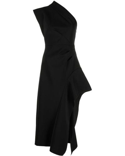 Acler Robe mi-longue à design asymétrique à une épaule - Noir