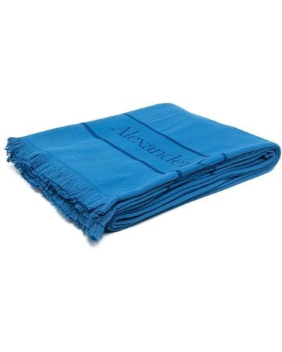Alexander McQueen Jacquard Logo Beach Towel - Blue