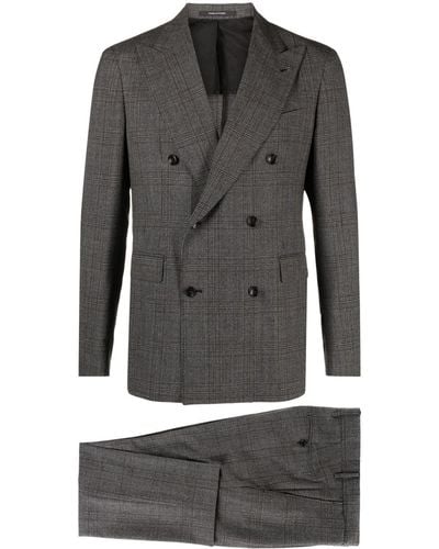 Tagliatore Check-pattern Double-breasted Suit - Gray