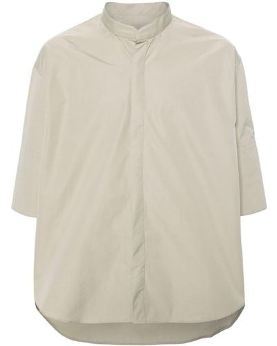 Ami Paris Band-collar Cotton Shirt - White