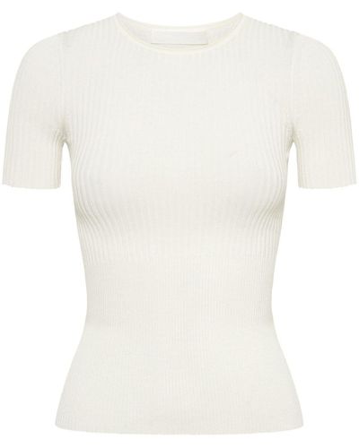 Dion Lee T-shirt en maille fine à design nervuré - Blanc