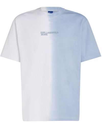 Karl Lagerfeld Bio-Baumwoll-T-Shirt mit Ombré-Effekt - Blau