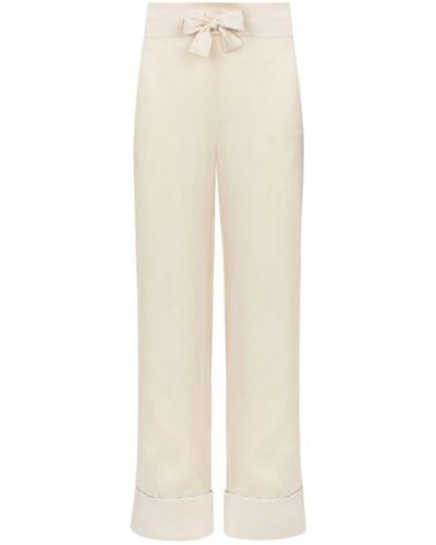 Nina Ricci Pipe-trimmed Satin Pajama Pants - White