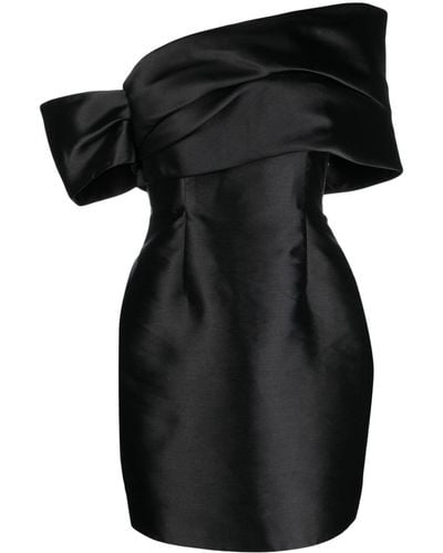 Solace London Robe courte asymétrique en sergé edda - Noir