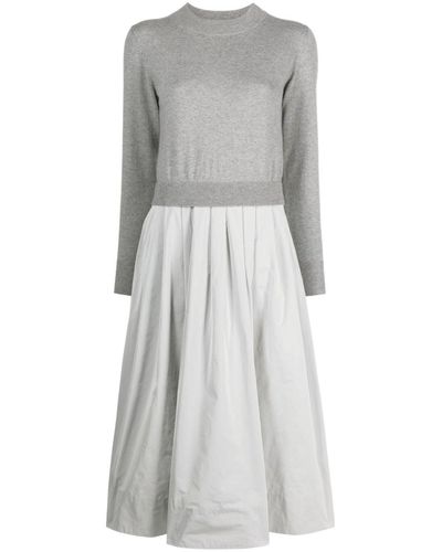 Peserico Knitted-panel Flared Midi Dress - Gray