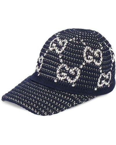 Gucci Casquette en crochet à logo GG - Bleu