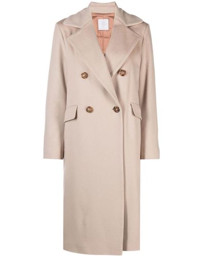 Eleventy Notch Lapel Double-breasted Wool Coat - Natural