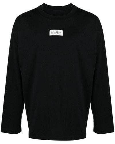 MM6 by Maison Martin Margiela ナンバーモチーフ ロングtシャツ - ブラック