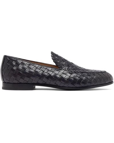 SCAROSSO Vittorio Interwoven Leather Loafers - Grey