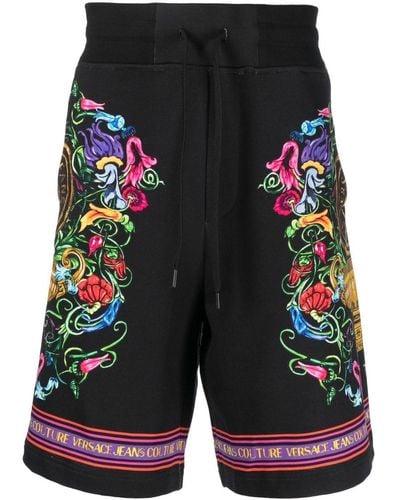 Versace Pantalones cortos de chándal con motivo abstracto - Negro