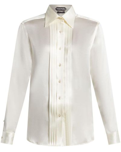 Tom Ford Pleated Silk Shirt - White