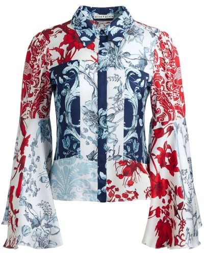 Alice + Olivia Blusa Willa con estampado floral - Rojo