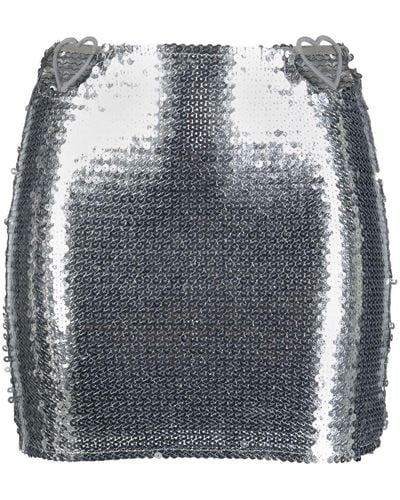 Nensi Dojaka Heart Cut-out Sequinned Miniskirt - Grey