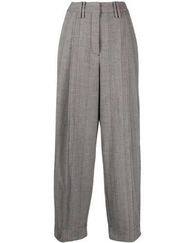 Ganni Herringbone-pattern Pants - Grey