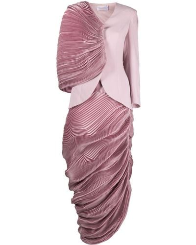 Gaby Charbachy Robe longue asymétrique à revers crantés - Rose