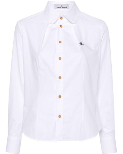 Vivienne Westwood Orb Logo-embroidery Cotton Shirt - White