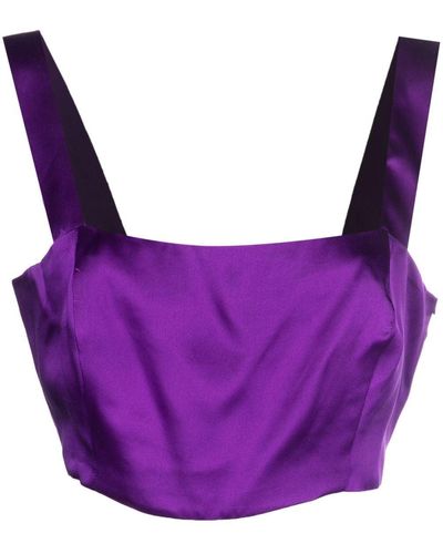 Woera Silk Cropped Top - Purple