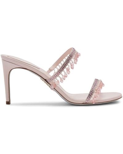 Rene Caovilla 75mm Crystal-embellished Sandals - Pink