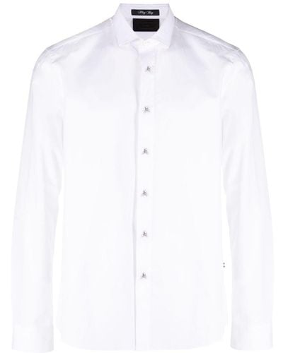 Philipp Plein Skull-appliqué Cotton Shirt - White