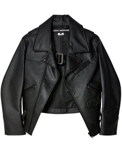 Junya Watanabe Buckle-fastened Faux-leather Biker Jacket - Black