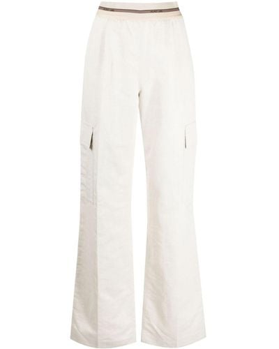 Helmut Lang Logo-waistband Pleated Cargo Trousers - Wit