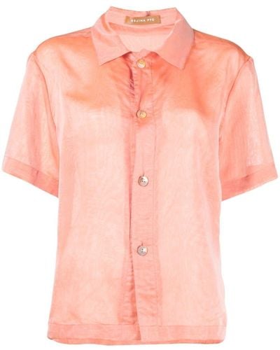 Rejina Pyo Marty Short-sleeve Silk Shirt - Pink