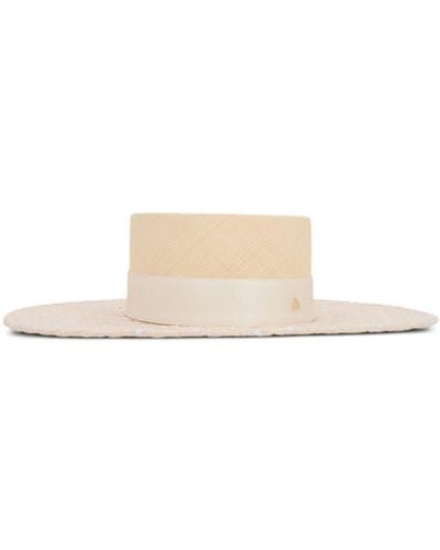 Maison Michel Wide-brim Canotier Hat - White