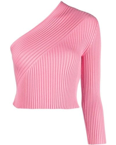 Aeron Zero Knitted One-shoulder Top - Pink