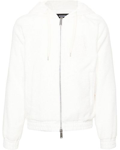 DSquared² Frottee-Jacke mit Logo-Stickerei - Weiß